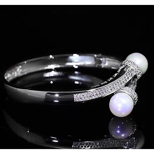 Bangle Pearl Diamond Bangle 12 Mm 4 Carats Women Jewelry F Vs1