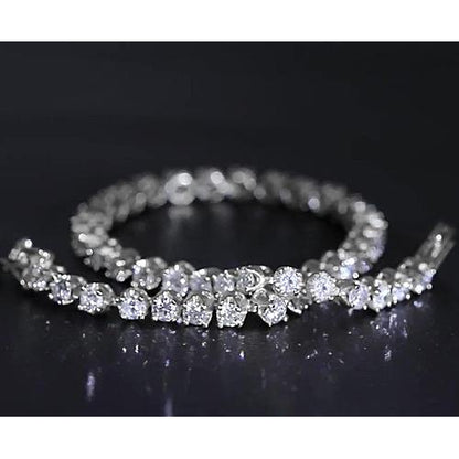 Tennis Bracelet Diamond Tennis Bracelet Prong Set 8.60 Carats White Gold 14K Jewelry