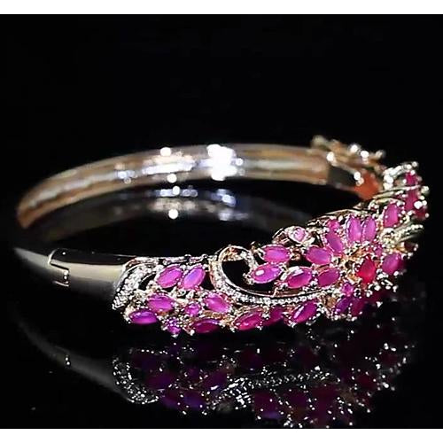  Diamond Bangle Pink Sapphire  Best Women Rose Gold Jewelry