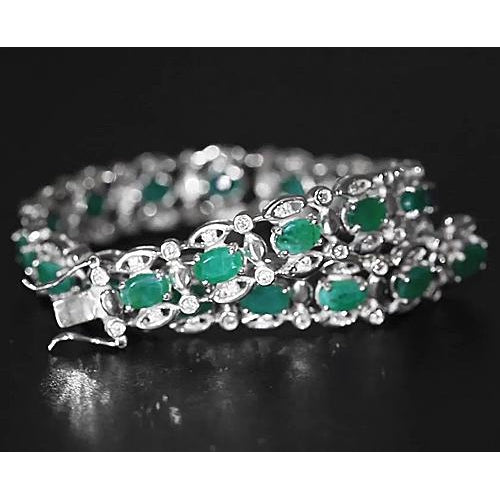 Best Gemstone Bracelet Columbian Green Emerald Diamond Bracelet  White Gold   New