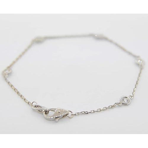Chain Bracelet Diamond Round Bracelet 1.50 Carats Bezel Set Jewelry New