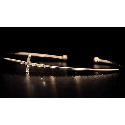 Bangle Yellow Gold Bangle 1 Carat Cross Women Jewelry New