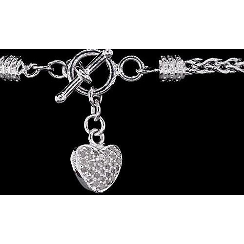 Chain Bracelet Heart Charm Bracelet Diamond 1 Carat Women Jewelry