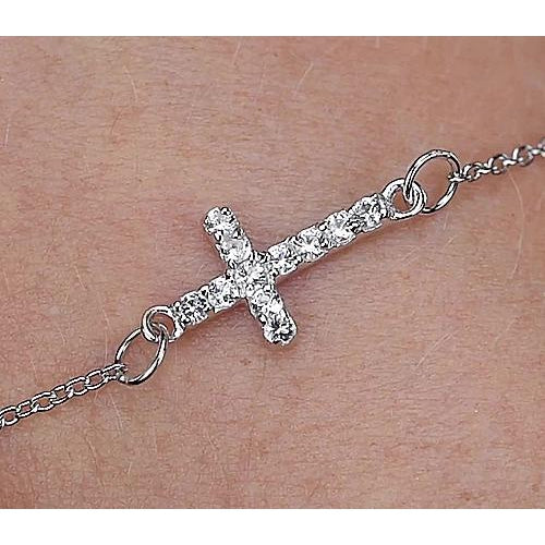 Tennis Bracelet Round Diamond Cross Bracelet 3.30 Carats F Vs1 White Gold Jewelry New