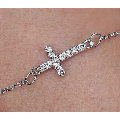 Tennis Bracelet Round Diamond Cross Bracelet 3.30 Carats F Vs1 White Gold Jewelry New