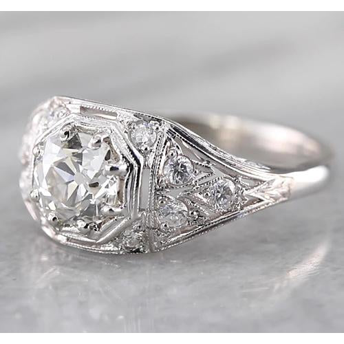 Engagement Ring Old Miner Diamond Ring 2 Carats White Gold