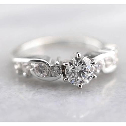 Engagement Ring Engagement Round Diamond Ring 1.50 Carats White Gold 14K