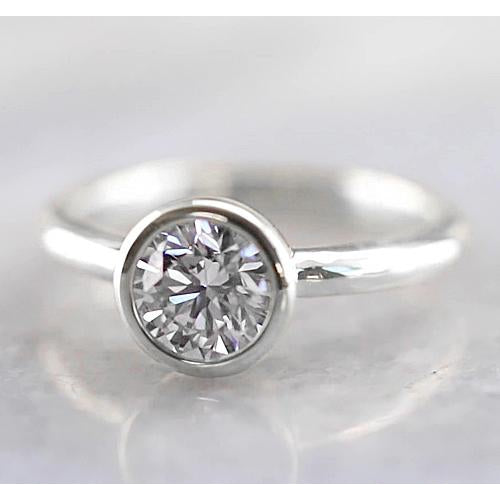Engagement Ring Solitaire Diamond Engagement Ring 1 Carat White Gold Bezel Setting