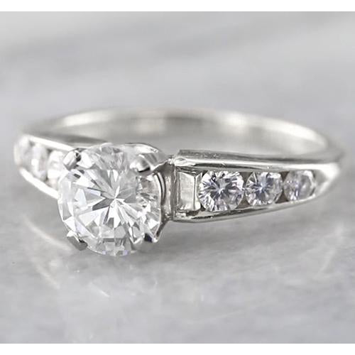 Engagement Ring Diamond Engagement Ring Accented 1.50 Carats White Gold 14K Jewelry