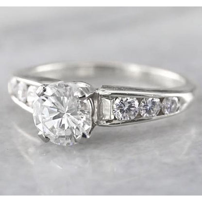Engagement Ring Diamond Engagement Ring Accented 1.50 Carats White Gold 14K Jewelry