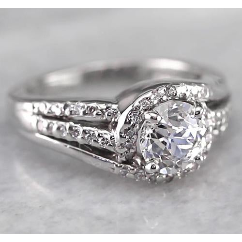 Halo Ring Engagement Halo Round Diamond Ring 2 Carats White Gold 14K