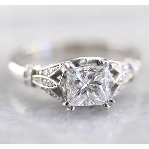 Engagement Ring Princess Diamond Engagement Ring 1.75 Carats White Gold Jewelry
