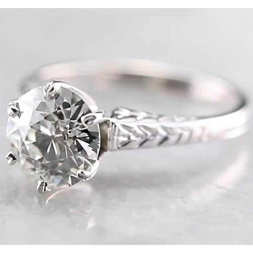 Solitaire Ring 2 Carats Round Diamond Solitaire Ring F Vs1 White Gold 14K