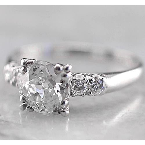 Old Miner Cushion Engagement Diamond Ring White Gold Engagement Ring Engagement Ring