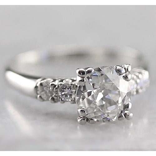 Engagement Ring Old Miner Cushion Engagement Diamond Ring 1.50 Carats White Gold