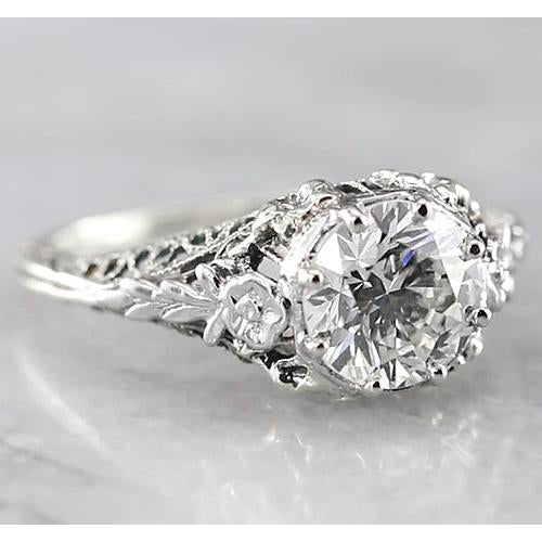 New Antique  Sparkling Unique Lady’s Solitaire White Gold Diamond Ring 