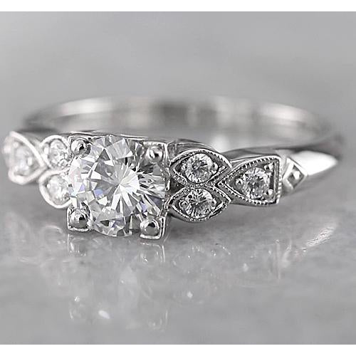 Antique Fancy Lady’s  Style White Elegant Gold Engagement Round Diamond Engagement Ring F Vs1 Vvs1 White Gold 14K Engagement Ring