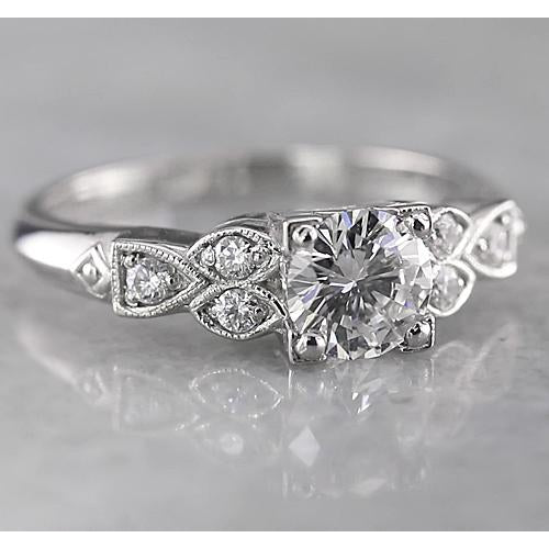 Antique Fancy Lady’s  Style White Elegant Gold Engagement Round Diamond Engagement Ring 