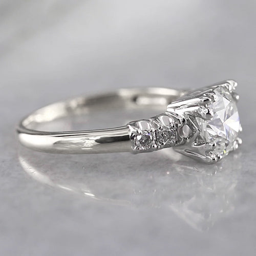  Engagement White Gold Diamond Solitaire Ring with Accents