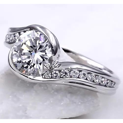Solitaire Ring with Accents Vintage Style White Gold Diamond Solitaire Ring with Accents 