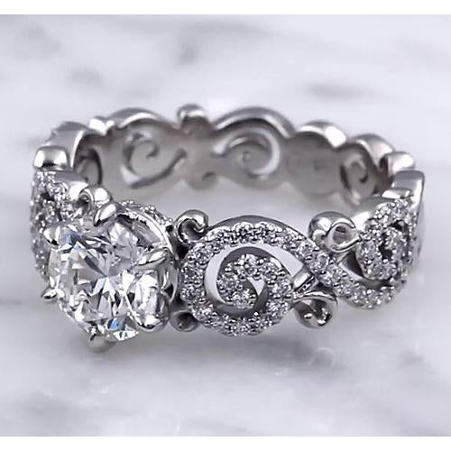 Band Wedding Band Style Ring 3.50 Carats Round Diamonds 6 Prong Setting
