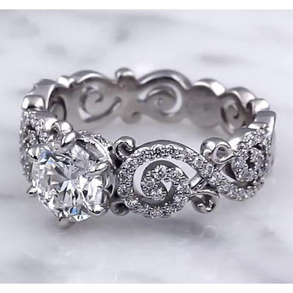 Band Wedding Band Style Ring 3.50 Carats Round Diamonds 6 Prong Setting