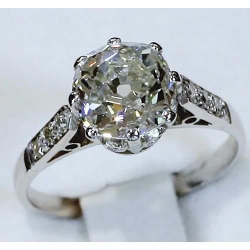 New Amazing Vintage Style White Gold Diamond Solitaire Ring with Accents 