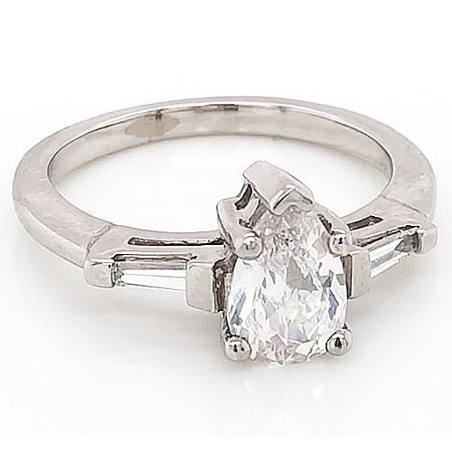 Three Stone Ring 3 Stone Diamond Engagement Ring 1.50 Carats Jewelry White Gold 14K