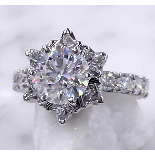 Engagement Ring Diamond Ring Starburst 3 Carats Women 14K White Gold Jewelry