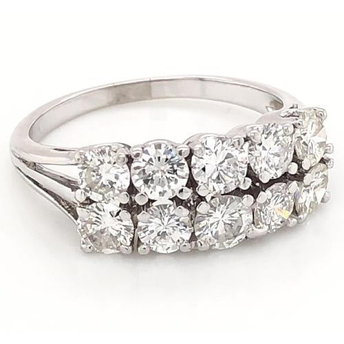 Band Anniversary Band 4 Carats Double Row Shank Setting White Gold 14K