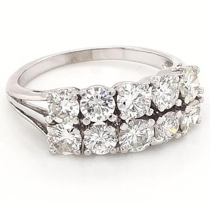 Band Anniversary Band 4 Carats Double Row Shank Setting White Gold 14K
