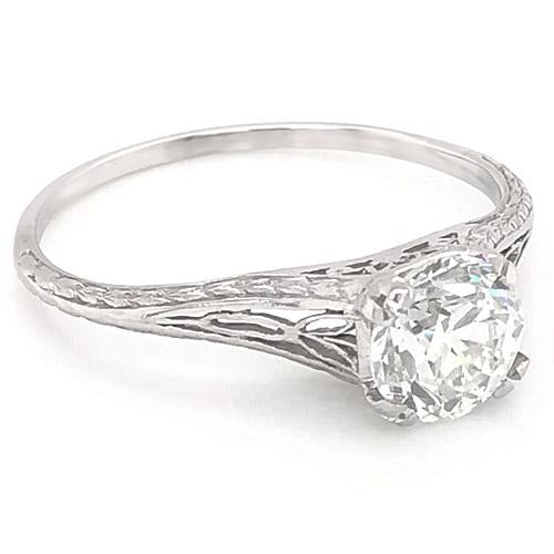 Solitaire Ring Diamond Solitaire Engagement Ring 1 Carat Filigree 4 Prong White Gold 14K