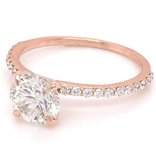 Solitaire Ring with Accents 1.50 Carats Diamond Engagement Ring Solitaire With Accent Rose Gold 14K