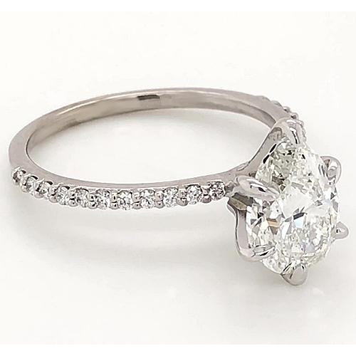  Lady’s Brilliant  White Gold Diamond Solitaire Ring with Accents