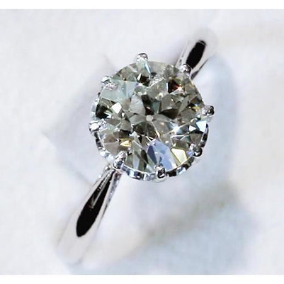 Solitaire Ring Diamond Solitaire Ring 2.5 Carats Old Mine Cut Classic Women Jewelry