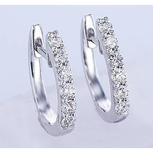 Hoop Earrings Diamond Hoop Earrings 2.40 Carats White Gold Women 0.75 Inches