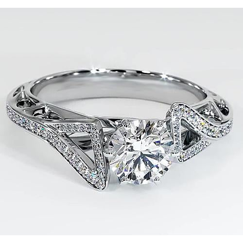  Princess Cut High Quality Unique Solitaire Ring with Accents White Gold Diamond