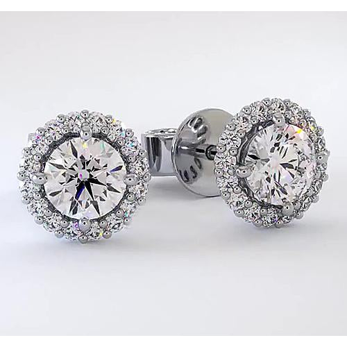 Antique Style New Halo Diamond Studs Halo Stud Earrings