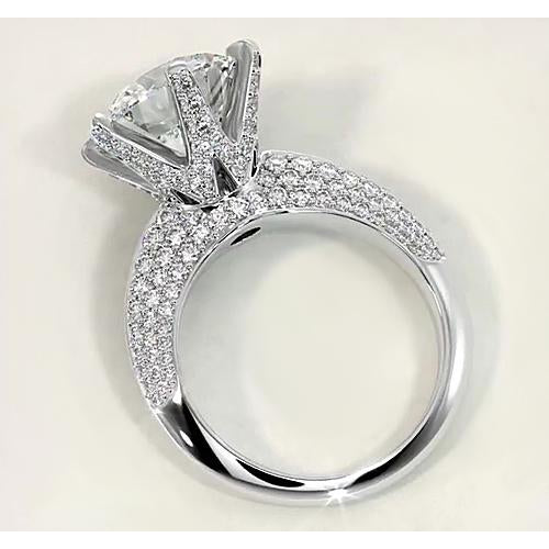 Solitaire Ring with Accents Pave Style Round Diamond Engagement Ring F Vs1 Vvs1 White Gold 14K