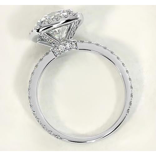 Halo Ring Cushion Diamond Engagement Ring Halo White Gold 14K Jewelry