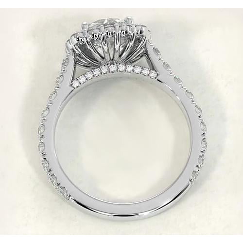 Halo Ring Vintage Style Diamond Halo Ring 4.50 Carats White Gold 14K
