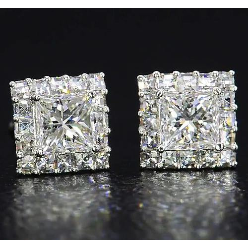 Earrings Princess Cut Diamond Earring Jewelry White Gold 14K 2 Carats
