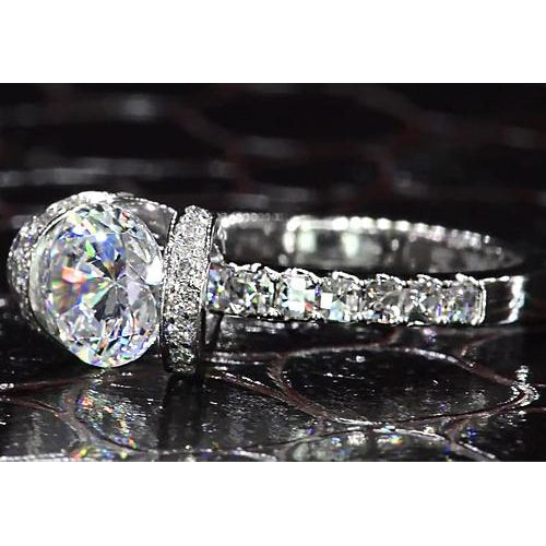 Engagement Ring Diamond Engagement Ring 3.50 Carats White Gold 14K