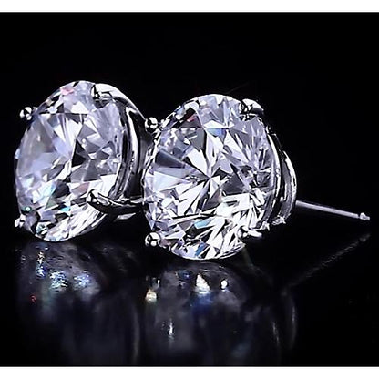 Stud Earrings Round Diamond Stud Earrings 4.50 Carats White Gold 14K F Vs1