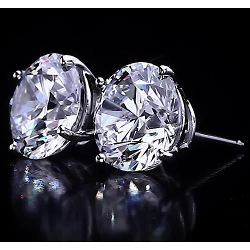 Stud Earrings Round Diamond Stud Earrings 4.50 Carats White Gold 14K F Vs1