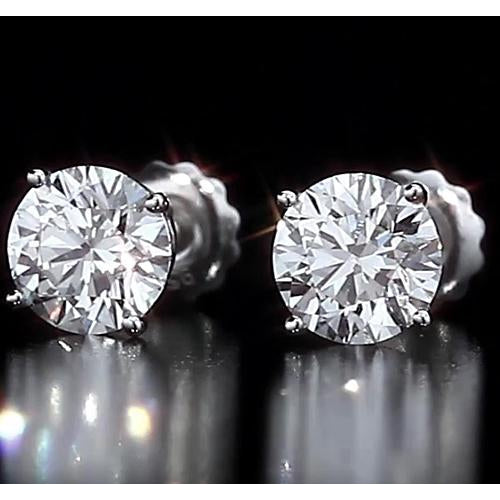 Stud Earrings Round Stud Diamond Earring 4.50 Carats White Gold 14K Vs1 F