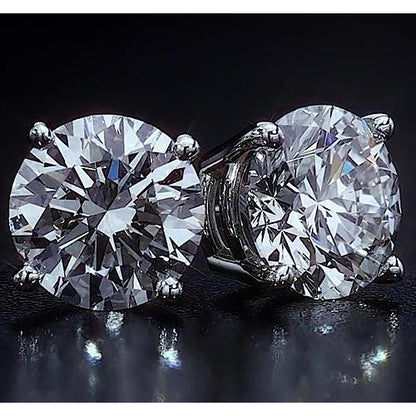Round Diamond Basket Stud Earring White Gold  Jewelry Stud Earrings
