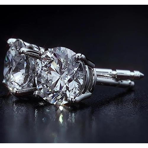 Round Diamond Basket Stud Earring White Gold  