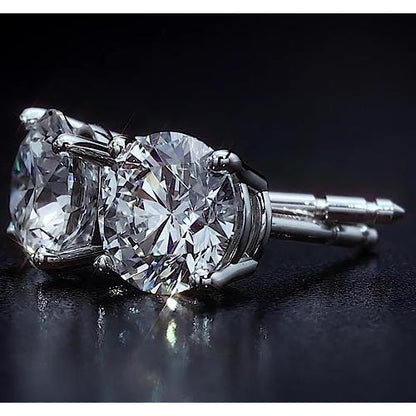 Round Diamond Basket Stud Earring White Gold  