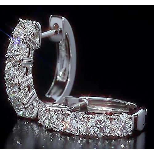 Half bazel fancy Engagement White Gold Diamond Hoop Earrings